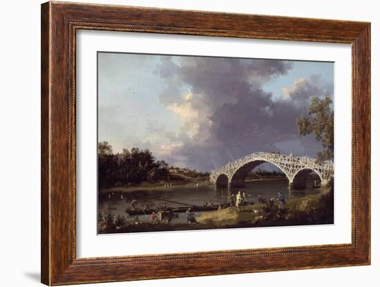 Old Walton Bridge over the Thames, 1754-Canaletto-Framed Giclee Print