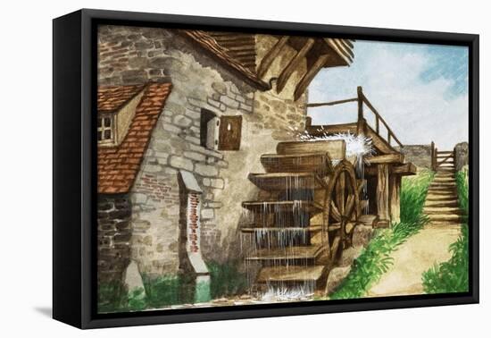 Old Water Mill by a Stream-Peter Jackson-Framed Premier Image Canvas