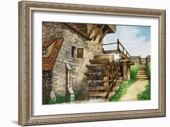 Old Water Mill by a Stream-Peter Jackson-Framed Giclee Print