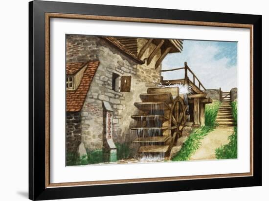 Old Water Mill by a Stream-Peter Jackson-Framed Giclee Print