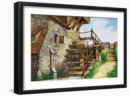 Old Water Mill by a Stream-Peter Jackson-Framed Giclee Print