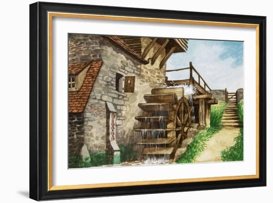 Old Water Mill by a Stream-Peter Jackson-Framed Giclee Print