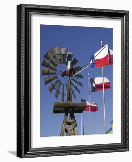 Old Water Pump and Texas State Flags, Amarillo, Texas-Walter Bibikow-Framed Photographic Print