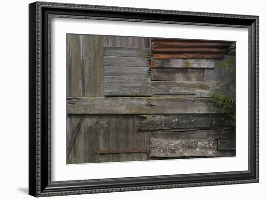 Old Weather-Beaten Rusty Corrugated Iron Siding Amidsts Wooden Slats on a Hut by Ore River England-Natalie Tepper-Framed Photo