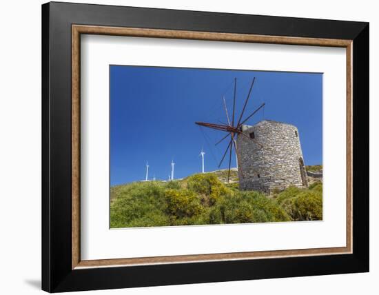 Old Windmill and Modern Wind Turbines. Naxos Island, Greece-Ali Kabas-Framed Photographic Print