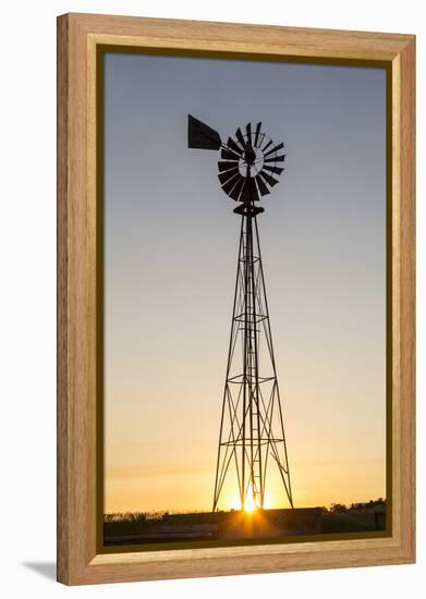 Old Windmill at Sunset Near New England, North Dakota, USA-Chuck Haney-Framed Premier Image Canvas