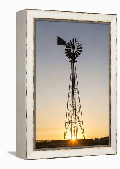 Old Windmill at Sunset Near New England, North Dakota, USA-Chuck Haney-Framed Premier Image Canvas