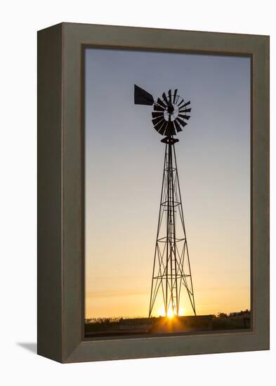 Old Windmill at Sunset Near New England, North Dakota, USA-Chuck Haney-Framed Premier Image Canvas