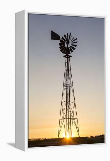 Old Windmill at Sunset Near New England, North Dakota, USA-Chuck Haney-Framed Premier Image Canvas