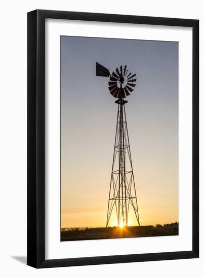 Old Windmill at Sunset Near New England, North Dakota, USA-Chuck Haney-Framed Photographic Print