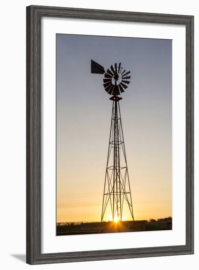 Old Windmill at Sunset Near New England, North Dakota, USA-Chuck Haney-Framed Photographic Print