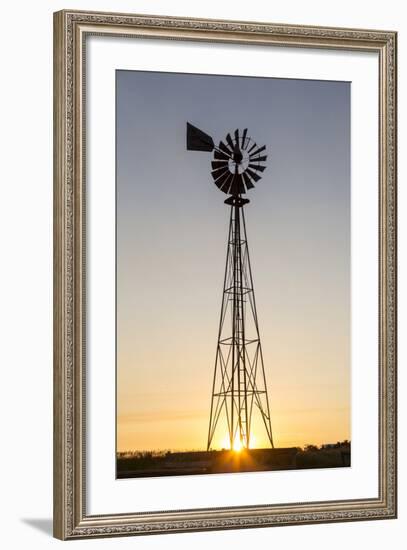 Old Windmill at Sunset Near New England, North Dakota, USA-Chuck Haney-Framed Photographic Print