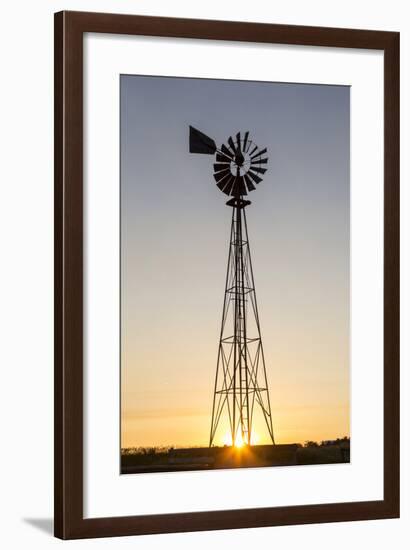 Old Windmill at Sunset Near New England, North Dakota, USA-Chuck Haney-Framed Photographic Print