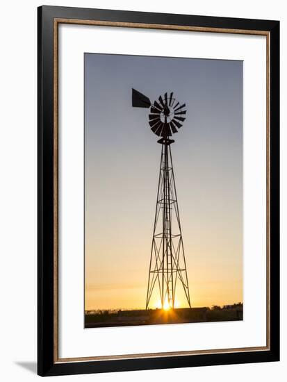 Old Windmill at Sunset Near New England, North Dakota, USA-Chuck Haney-Framed Photographic Print