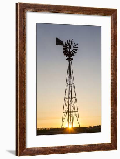 Old Windmill at Sunset Near New England, North Dakota, USA-Chuck Haney-Framed Photographic Print