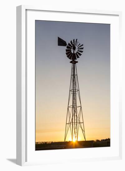 Old Windmill at Sunset Near New England, North Dakota, USA-Chuck Haney-Framed Photographic Print