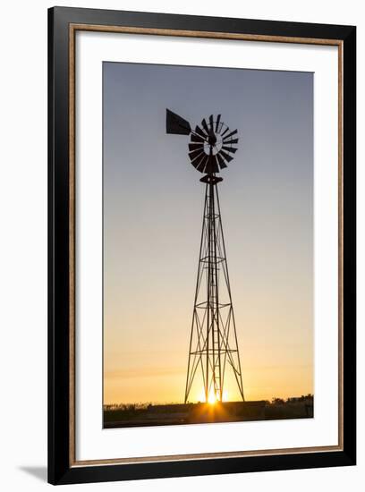 Old Windmill at Sunset Near New England, North Dakota, USA-Chuck Haney-Framed Photographic Print