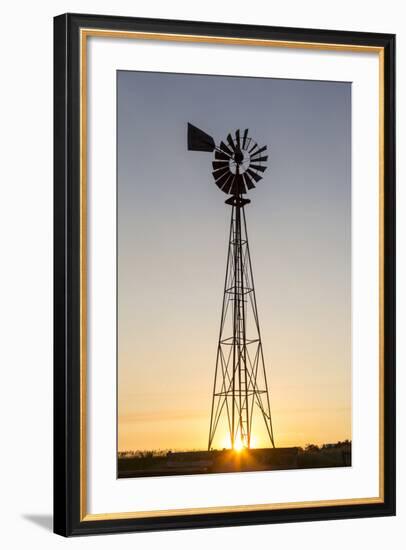 Old Windmill at Sunset Near New England, North Dakota, USA-Chuck Haney-Framed Photographic Print