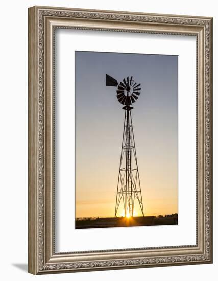 Old Windmill at Sunset Near New England, North Dakota, USA-Chuck Haney-Framed Photographic Print