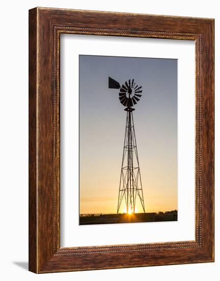 Old Windmill at Sunset Near New England, North Dakota, USA-Chuck Haney-Framed Photographic Print