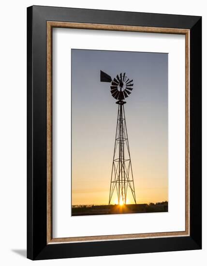 Old Windmill at Sunset Near New England, North Dakota, USA-Chuck Haney-Framed Photographic Print