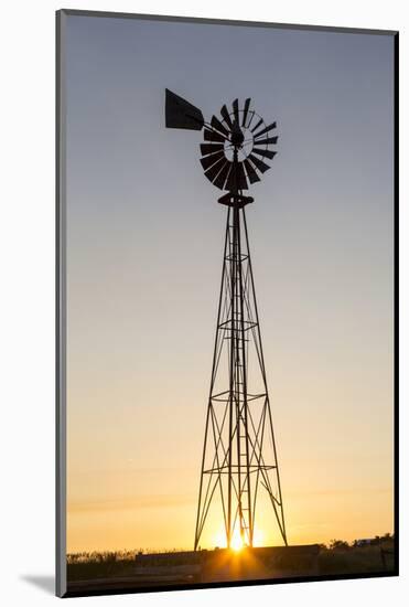 Old Windmill at Sunset Near New England, North Dakota, USA-Chuck Haney-Mounted Photographic Print