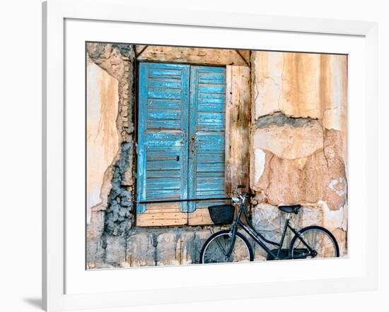 Old Window and Bicycle-George Digalakis-Framed Photographic Print