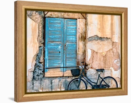 Old Window and Bicycle-George Digalakis-Framed Premier Image Canvas