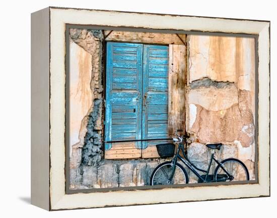 Old Window and Bicycle-George Digalakis-Framed Premier Image Canvas