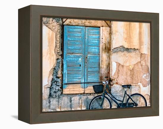 Old Window and Bicycle-George Digalakis-Framed Premier Image Canvas