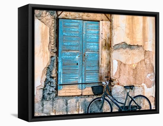 Old Window and Bicycle-George Digalakis-Framed Premier Image Canvas