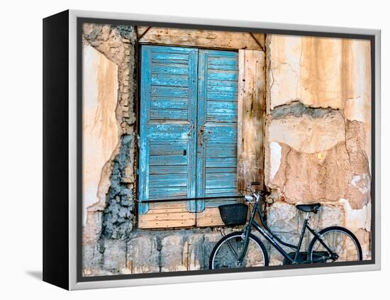 Old Window and Bicycle-George Digalakis-Framed Premier Image Canvas