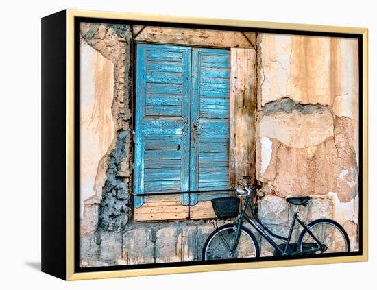 Old Window and Bicycle-George Digalakis-Framed Premier Image Canvas