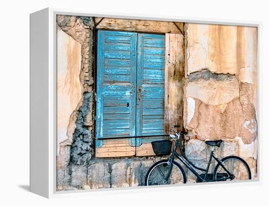 Old Window and Bicycle-George Digalakis-Framed Premier Image Canvas