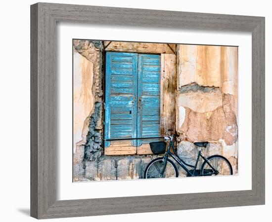 Old Window and Bicycle-George Digalakis-Framed Photographic Print