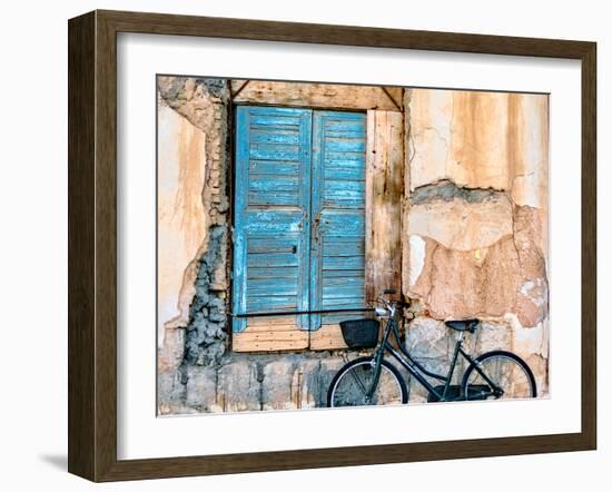 Old Window and Bicycle-George Digalakis-Framed Photographic Print