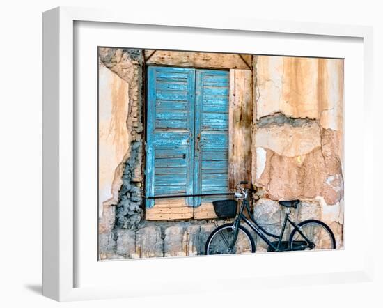 Old Window and Bicycle-George Digalakis-Framed Photographic Print