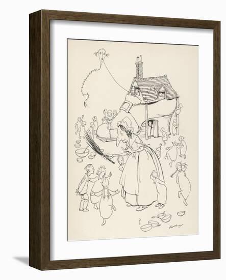 Old Woman Lived in Shoe-Arthur Rackham-Framed Art Print