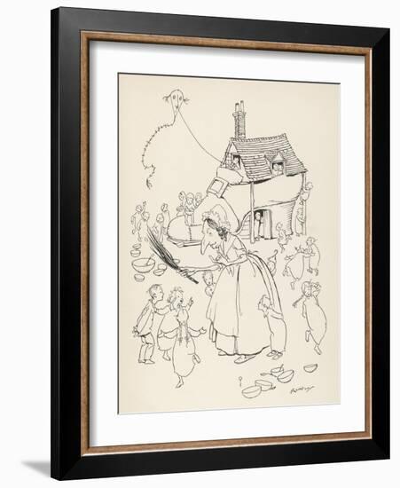 Old Woman Lived in Shoe-Arthur Rackham-Framed Art Print