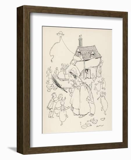 Old Woman Lived in Shoe-Arthur Rackham-Framed Premium Giclee Print