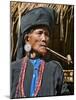 Old Woman of Small Ann Tribe in Traditional Attire Smoking a Pipe, Sittwe, Burma, Myanmar-Nigel Pavitt-Mounted Photographic Print