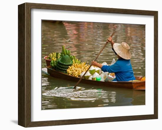 Old Woman Paddling Boat at Floating Market, Damoen Saduak, Thailand-Gavriel Jecan-Framed Photographic Print