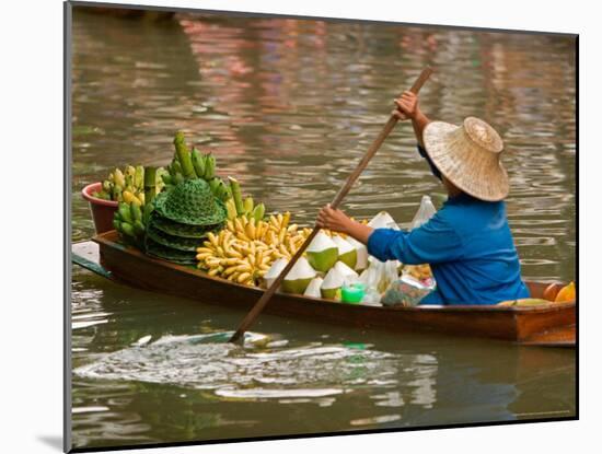 Old Woman Paddling Boat at Floating Market, Damoen Saduak, Thailand-Gavriel Jecan-Mounted Photographic Print
