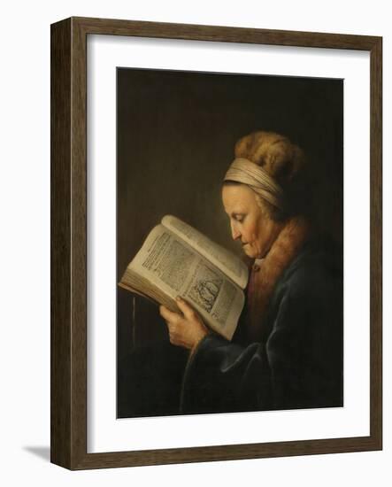 Old Woman Reading, c.1631-2-Gerrit or Gerard Dou-Framed Giclee Print