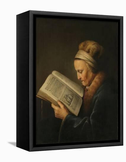 Old Woman Reading, c.1631-2-Gerrit or Gerard Dou-Framed Premier Image Canvas