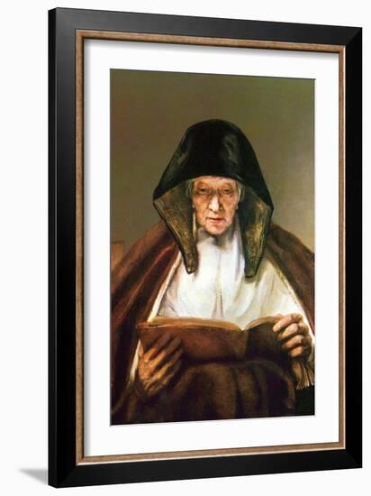 Old Woman, Reading-Rembrandt van Rijn-Framed Art Print