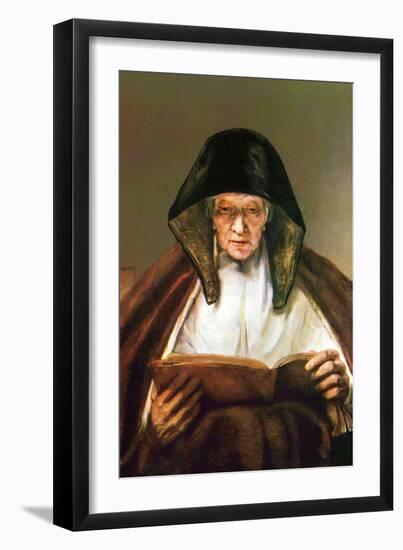 Old Woman, Reading-Rembrandt van Rijn-Framed Art Print