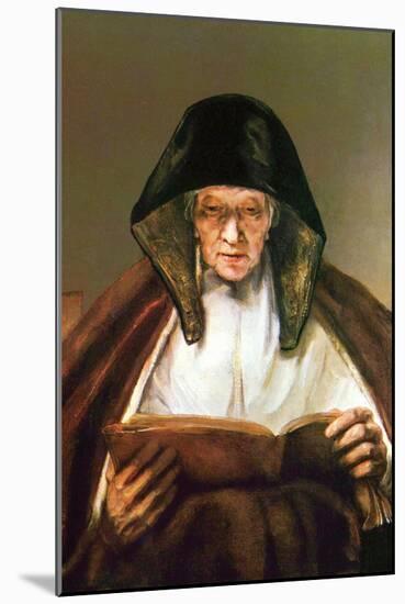 Old Woman, Reading-Rembrandt van Rijn-Mounted Art Print