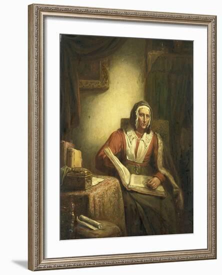 Old Woman Reading-George Gillis Haanen-Framed Art Print