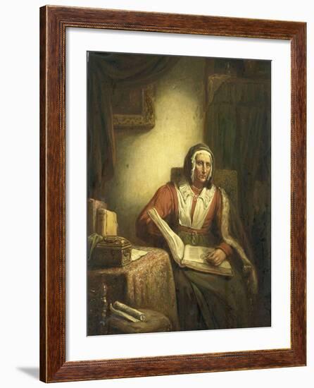 Old Woman Reading-George Gillis Haanen-Framed Art Print